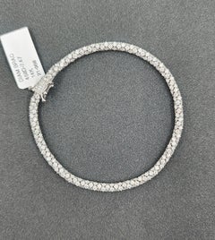 Bracciale con diamanti da 7,47 carati, lungo 7 pollici e incastonato in oro bianco 14k