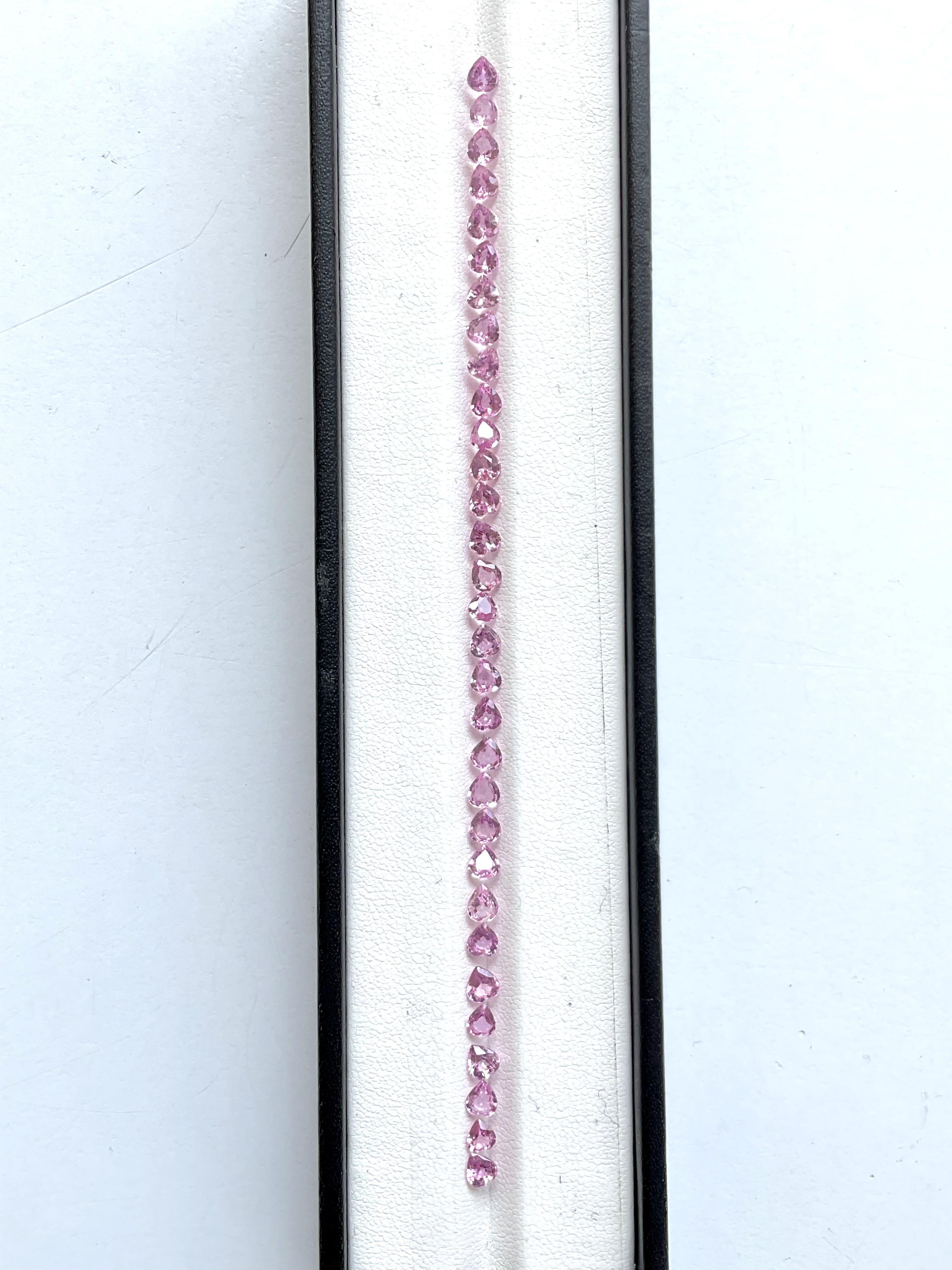 7.47 cts Pink Sapphire Heart shape bracelet set cutstones For Fine Jewelry gems In New Condition For Sale In Jaipur, RJ