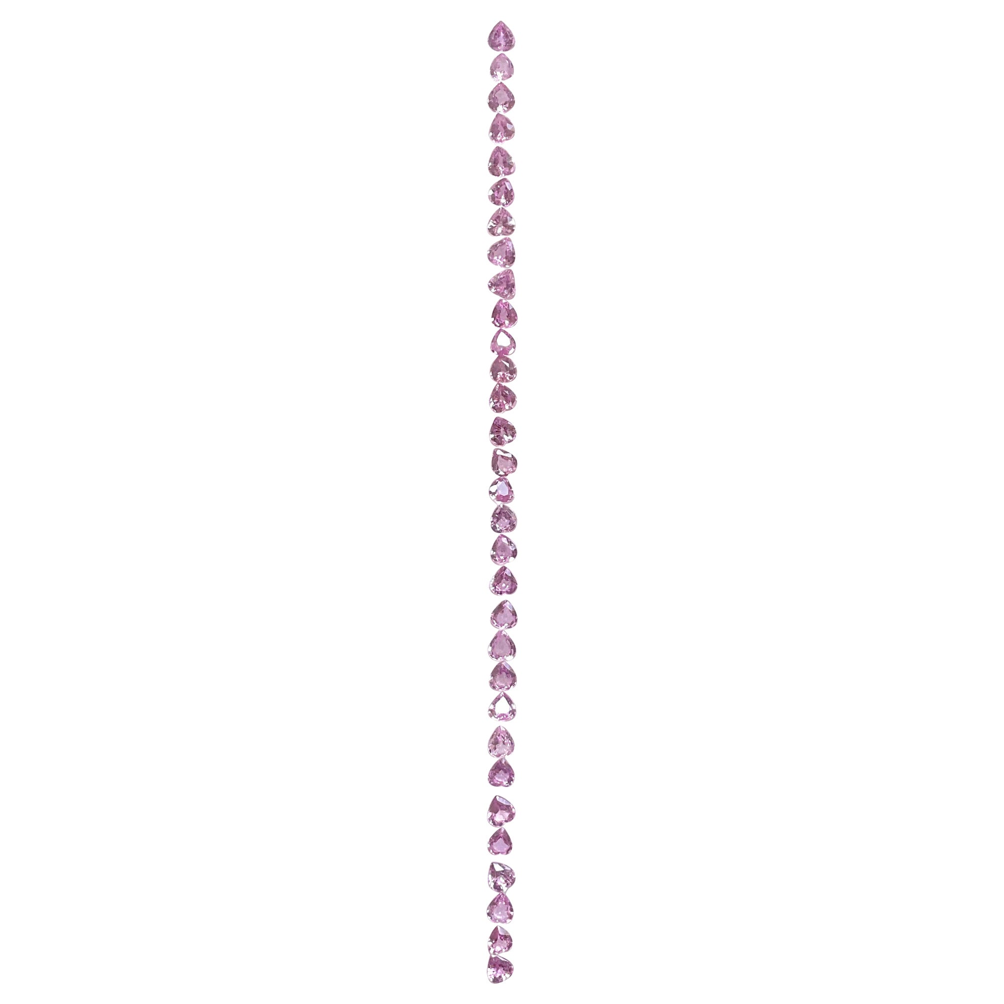 7,47 cts Pink Sapphire Herz Form Armband Set geschliffene Steine Für Fine Jewelry Edelsteine im Angebot