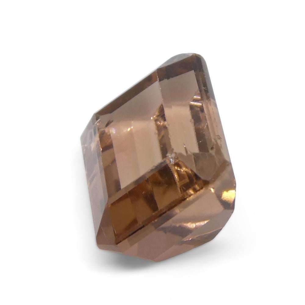 7.47ct Emerald Cut Orangy Pink & Green Bi-Colour Tourmaline from Brazil For Sale 2