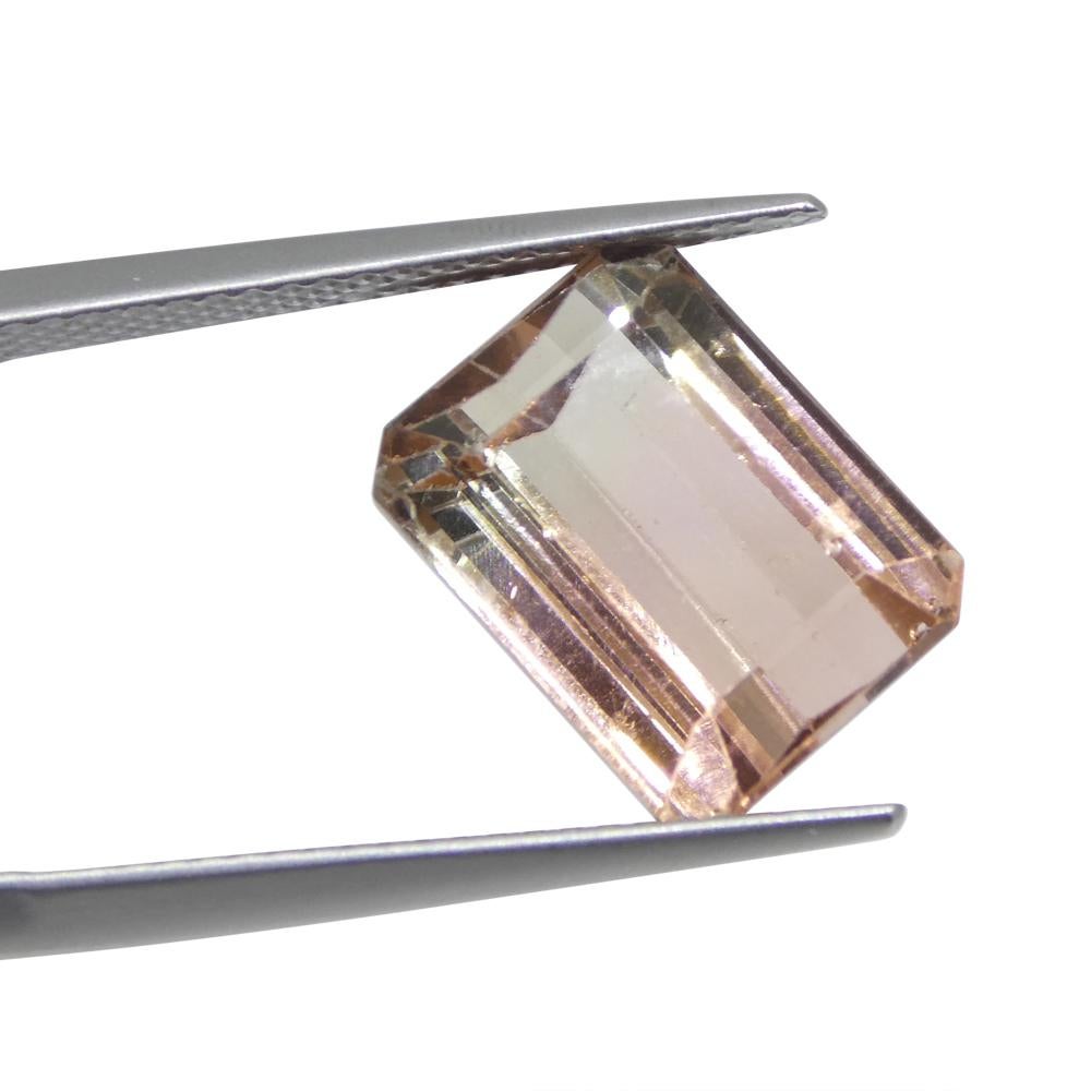 7.47ct Emerald Cut Orangy Pink & Green Bi-Colour Tourmaline from Brazil For Sale 4