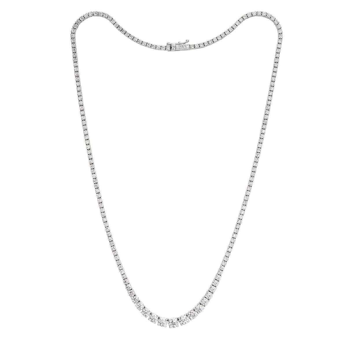 7.47ct Round Brilliant Cut Diamond Tennis Necklace in 14K White Gold
