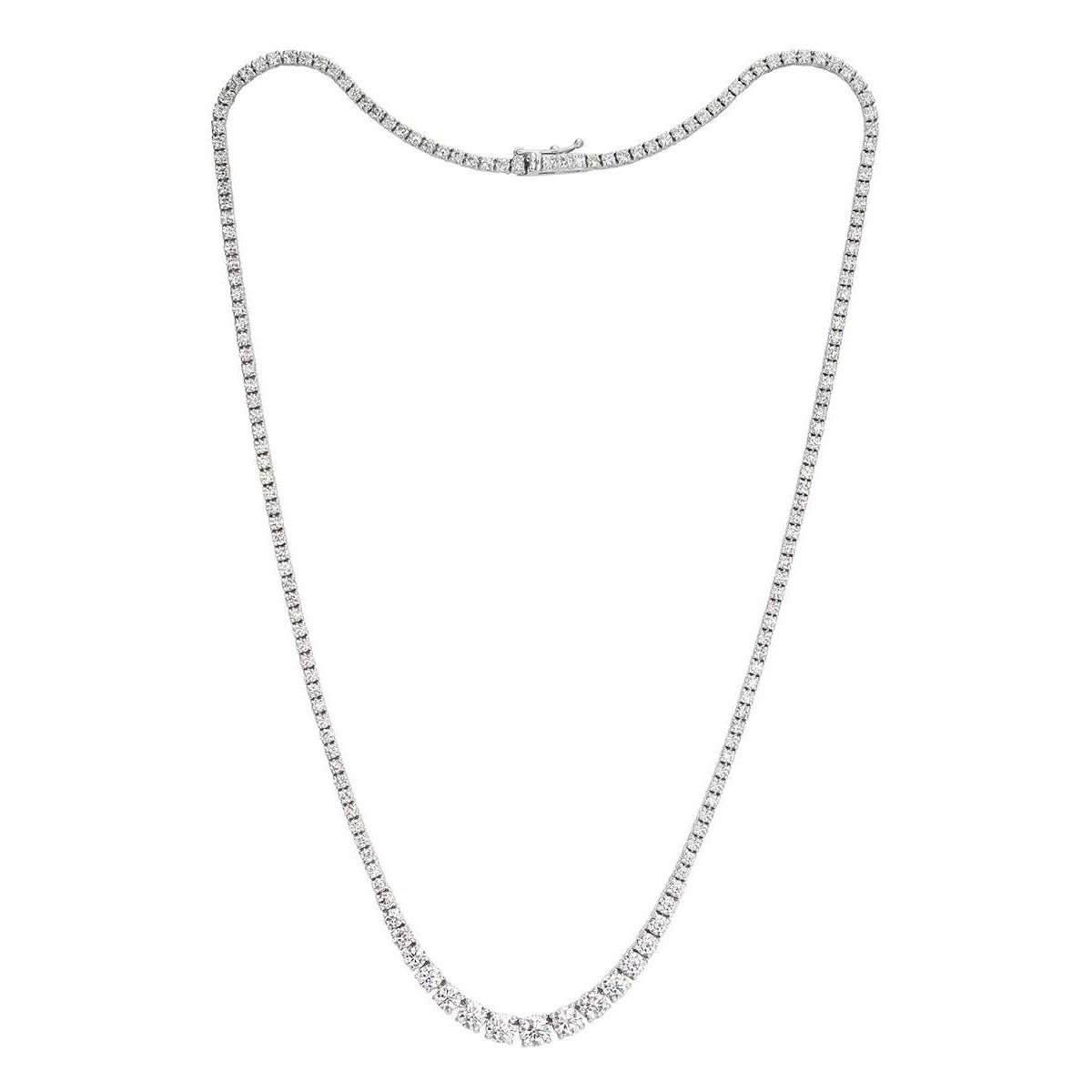 7.47ct Round Brilliant Cut Diamond Tennis Necklace in 14K White Gold