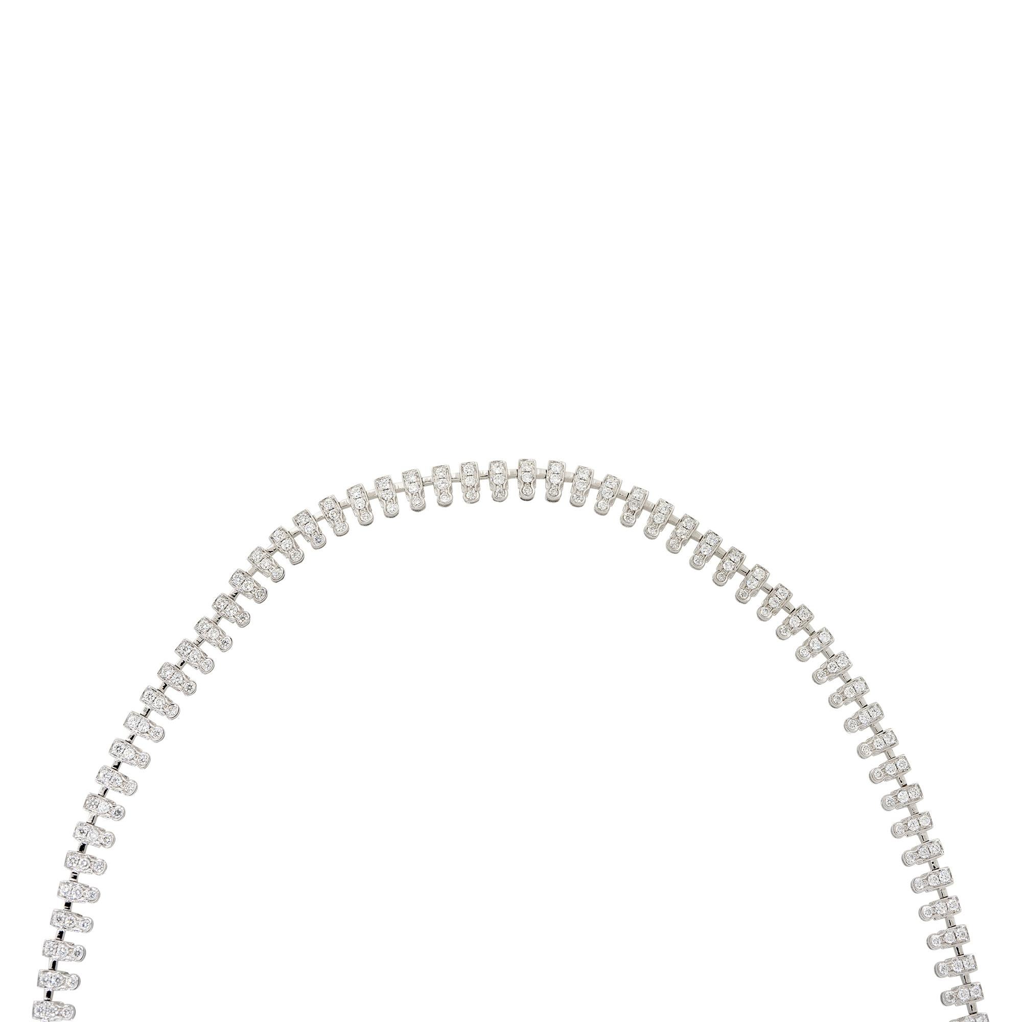Women's 7.48 Carat Diamond Extra Long Functional Zipper Necklace 18 Karat In Stock For Sale
