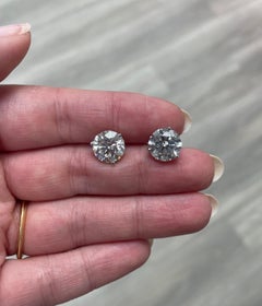 7.48 Carat Round Brilliant Cut Diamond Stud Earrings