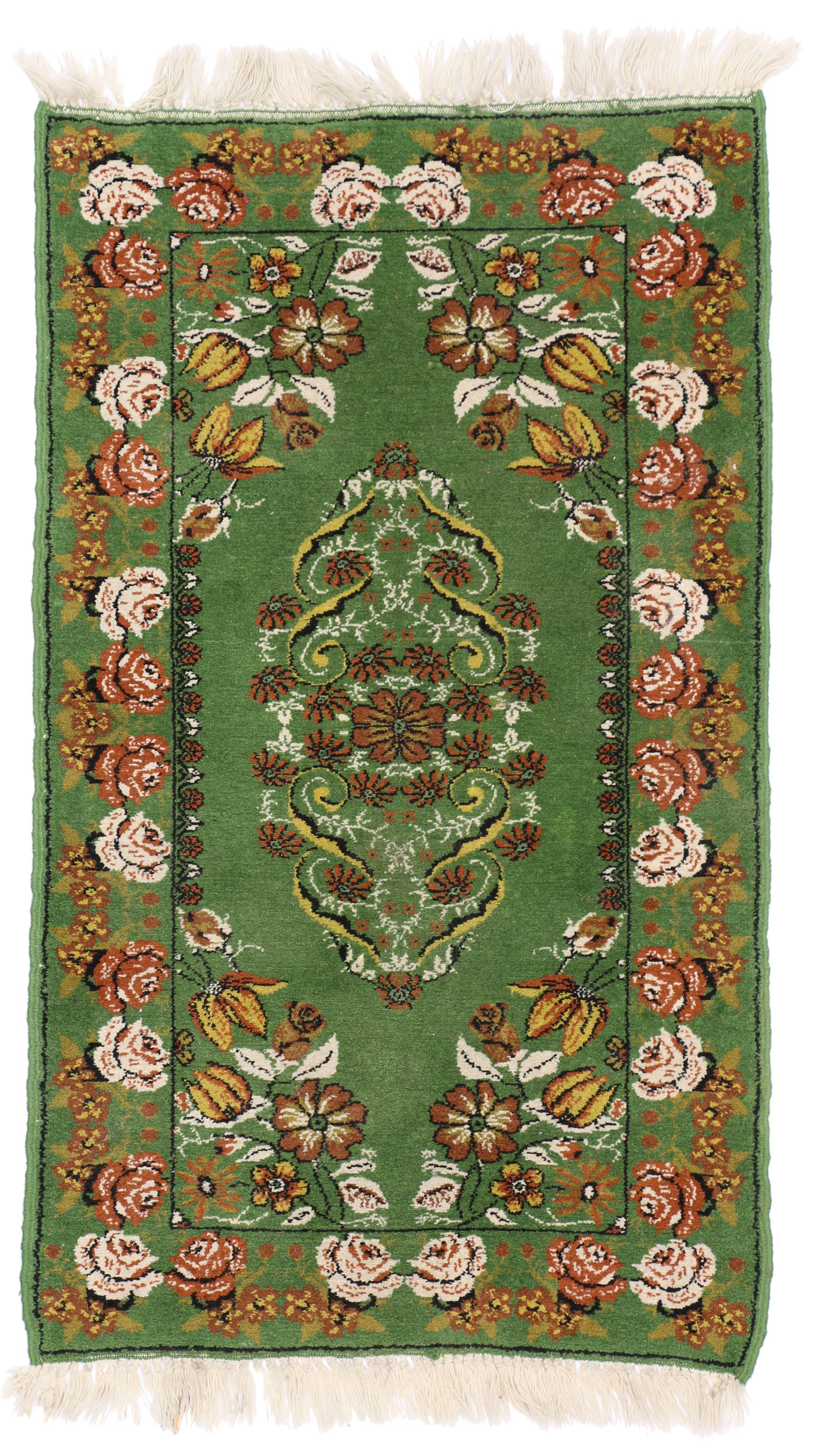 Green Vintage Moroccan Accent Rug, Foyer or Entryway Rug 1