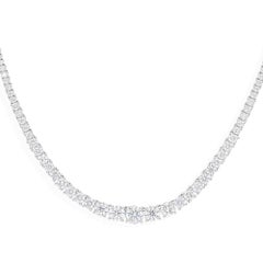 7.49 Carat SI/H Round Brilliant Cut Graduated Diamond Necklace 18k White Gold