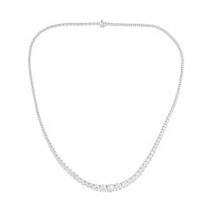 7.49 Carat SI/H Round Brilliant Cut Graduated Diamond Necklace 18k White Gold