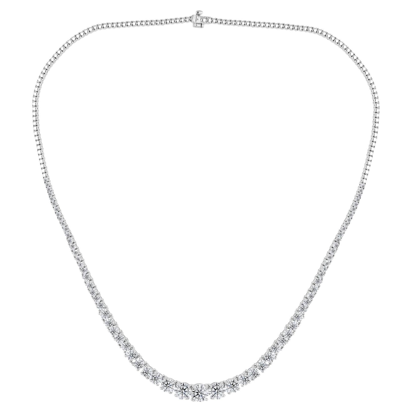 Collier « Riviera » en or blanc 18 carats, orné de diamants naturels de 7,49 carats de taille dégressive – Cadeau de mariage