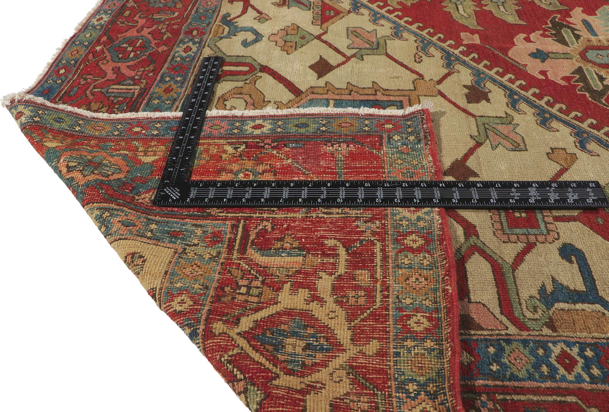 Wool Antique Persian Serapi Rug For Sale