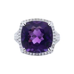 7.49ct Amethyst & Diamond Ring White Gold