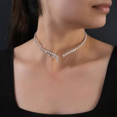 7.49ct SI/H Natural Diamond Drops Wedding Choker Necklace 18 Karat White Gold