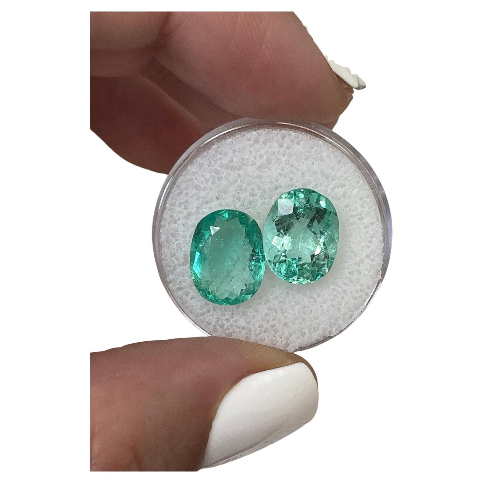 7.49tcw 11x9 Matching Colombian Emeralds - Oval Cut  Genuine Loose Gems