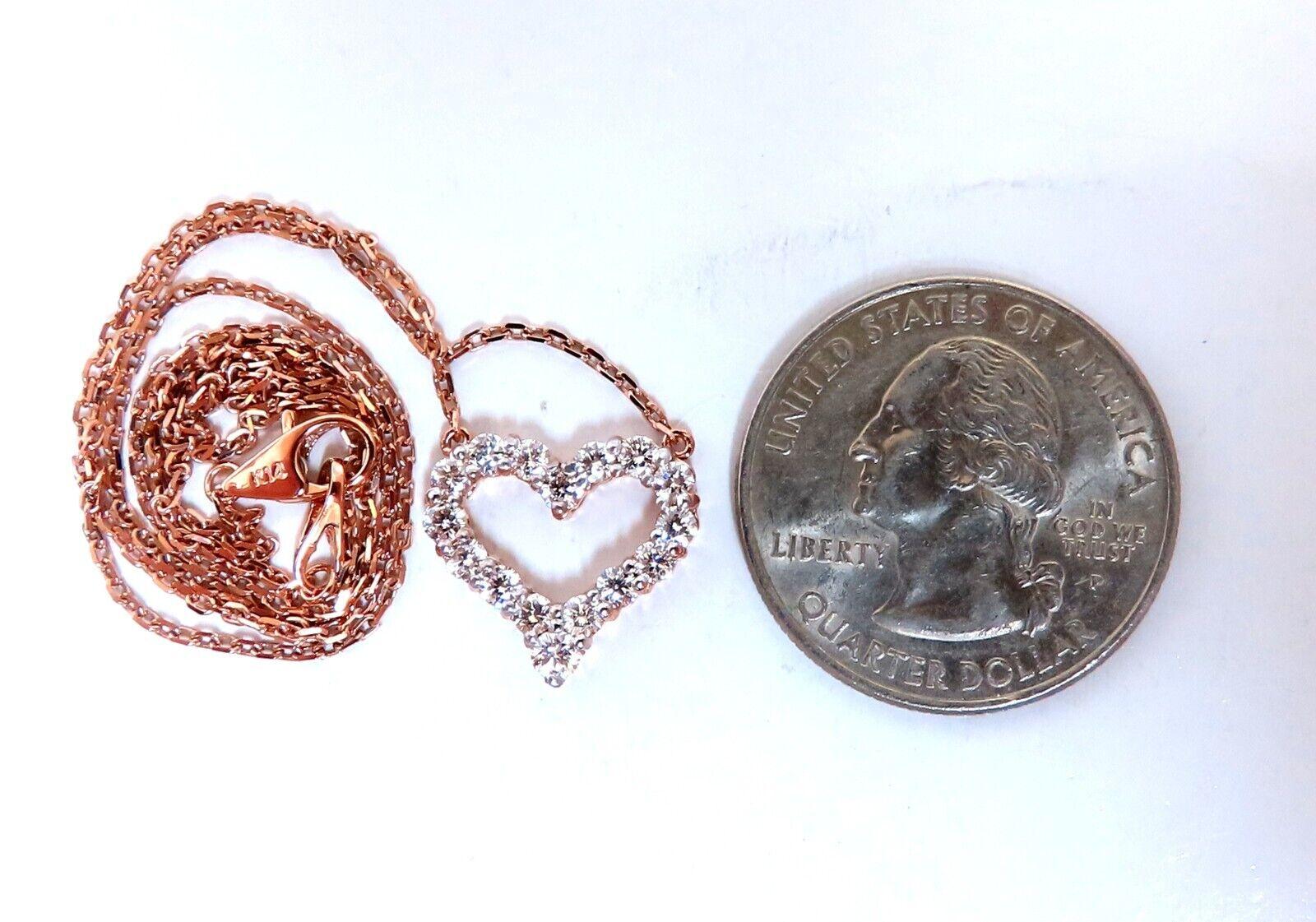 Taglio rotondo Collana a cuore aperto con diamanti naturali da .74ct 14kt G/VS in vendita