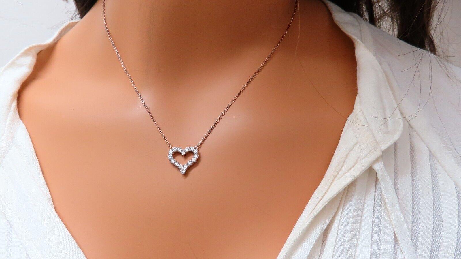 Collana a cuore aperto con diamanti naturali da .74ct 14kt G/VS in vendita 1