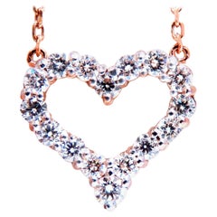 .74ct Natural Diamonds Open Heart Necklace 14kt G/VS*