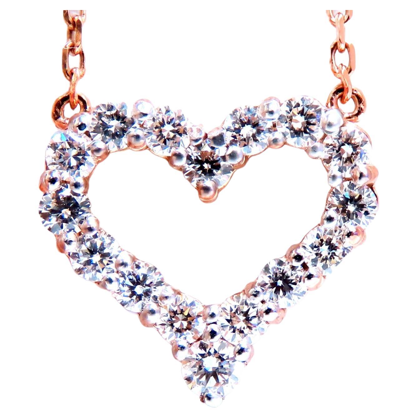 .74ct Natural Diamonds Open Heart Necklace 14kt G/VS