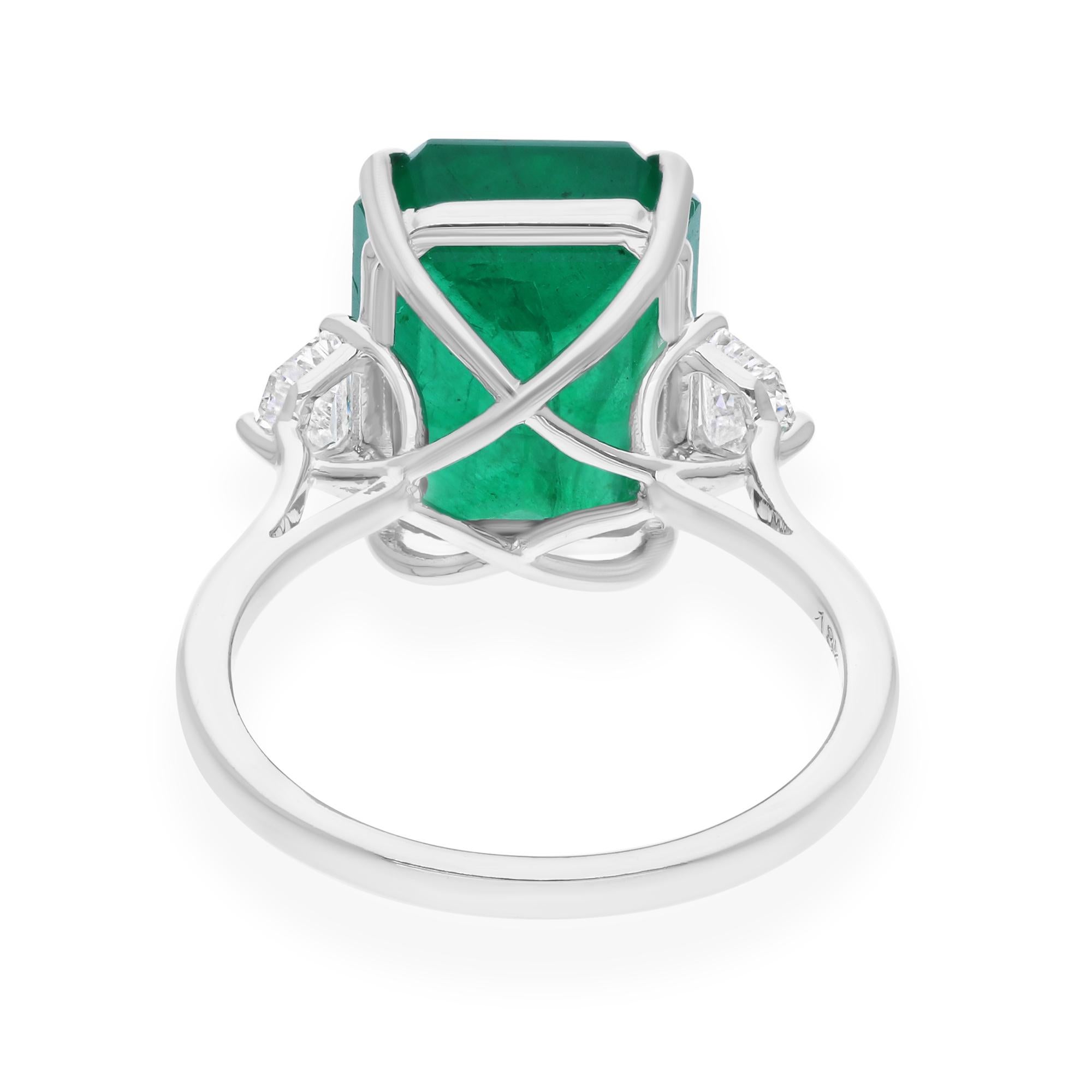 in vendita:  Anello a tre pietre con diamante e smeraldo dello Zambia da 7,4 carati, oro bianco 14k 5