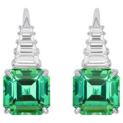 Mint Green Tourmaline “GRACE” Earrings in 18k White Gold