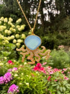 Collana Octopus con diamanti e turchesi da .74cts in oro 18kt di Lauren Harper