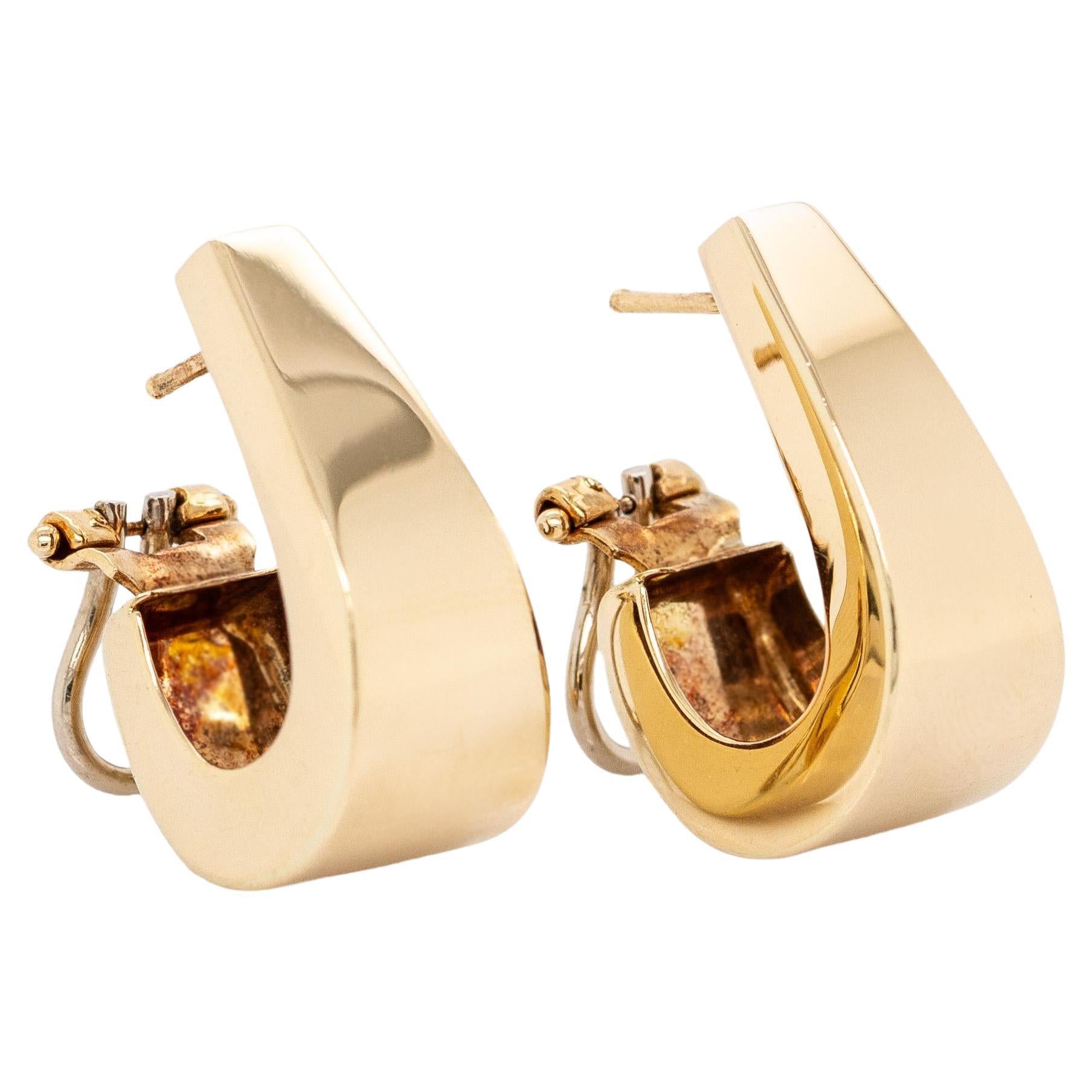 7.4g Estate Hoop Earrings: Solid 14k Yellow Gold For Sale
