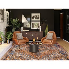 7'4 "x10'1" Arancione Albicocca Vintage Persiano Heriz Annodato a Mano in Pura Lana Tappeto Pulito