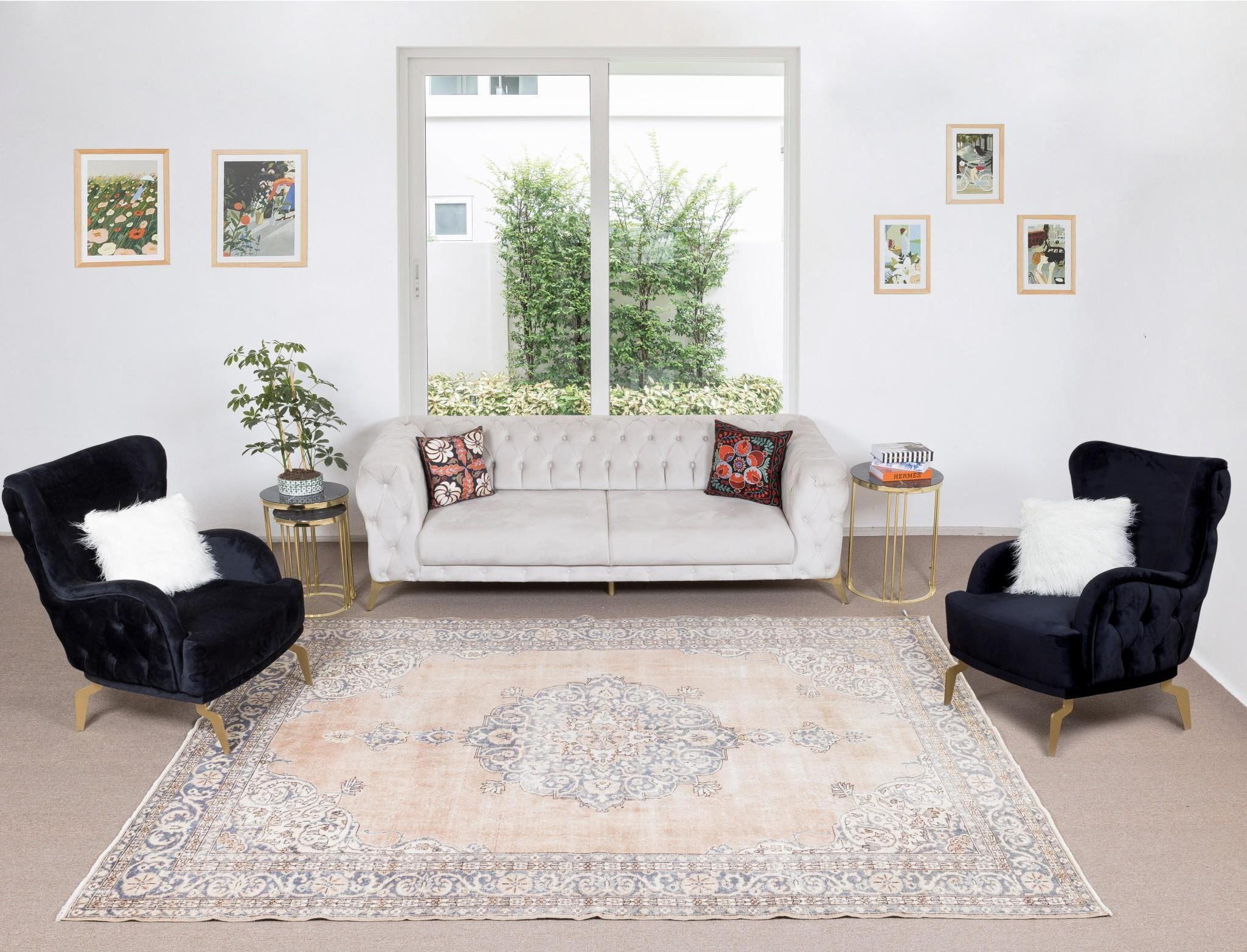 Our sun-faded rugs are all one-of-a-kind, hand-knotted, 50-70 year-old vintage pieces. They each boast their own singular handmade aesthetic drawn from the centuries-old Turkish rug-weaving traditions. These rugs are made completely of sheep’s wool,