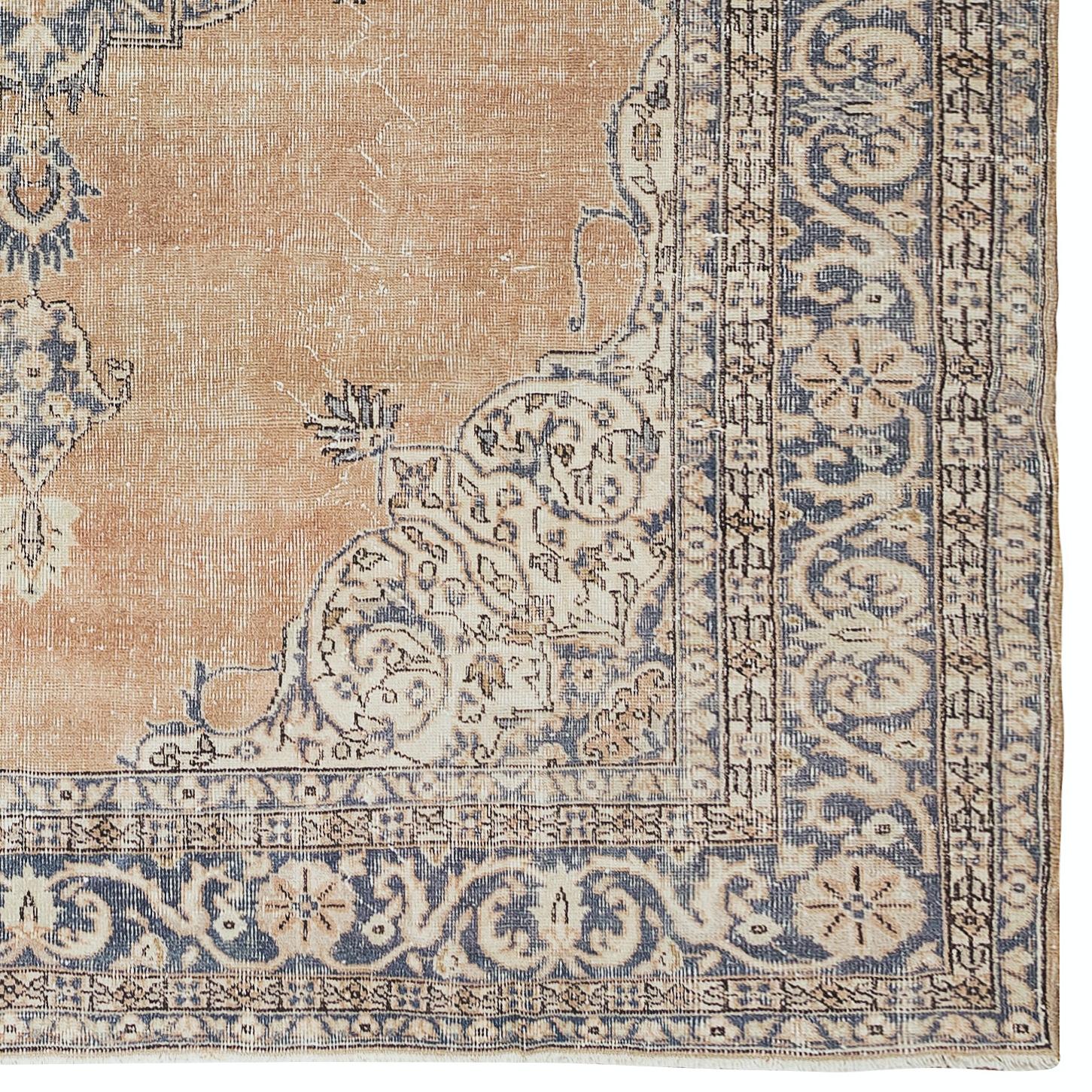 7,4x10.4 Ft Handgefertigter türkischer Oushak-Wollteppich mit Medaillon-Design im Zustand „Gut“ im Angebot in Spring Valley, NY