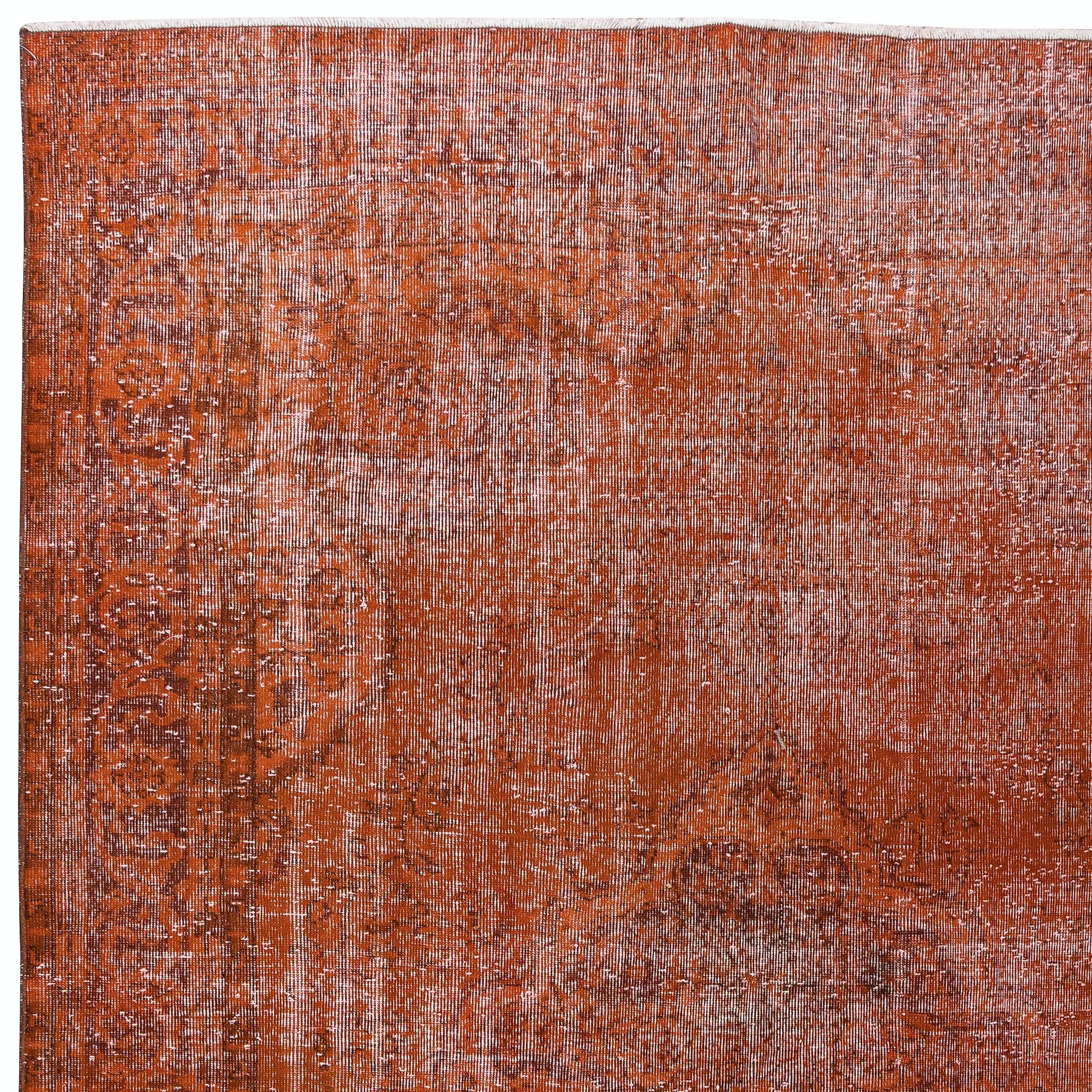 Turc 7.4x10.5 Ft Contemporary Handmade Central Anatolian Orange Area Rug (Tapis de zone contemporain fait à la main) en vente