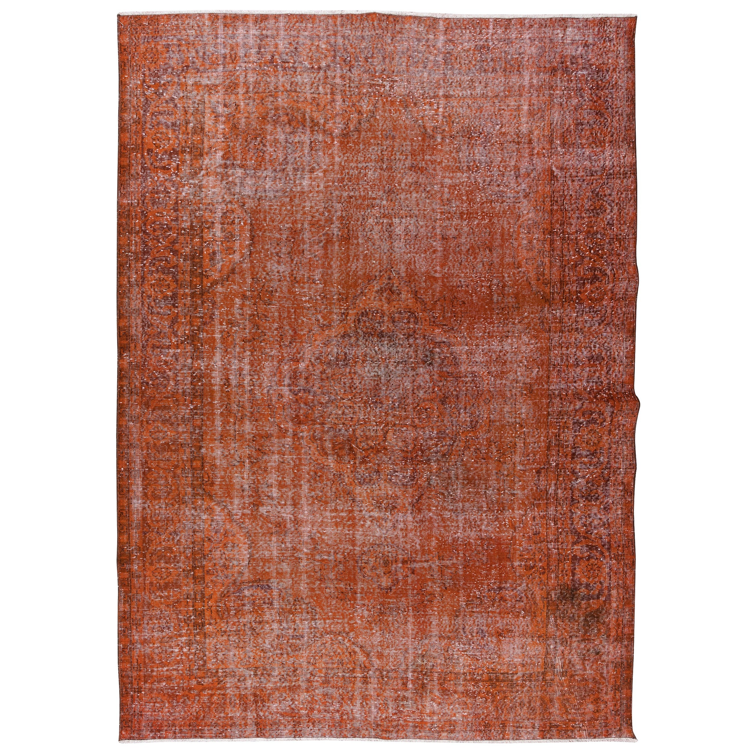 7.4x10.5 Ft Contemporary Handmade Central Anatolian Orange Area Rug
