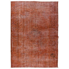 7.4x10.5 Ft Contemporary Handmade Central Anatolian Orange Area Rug