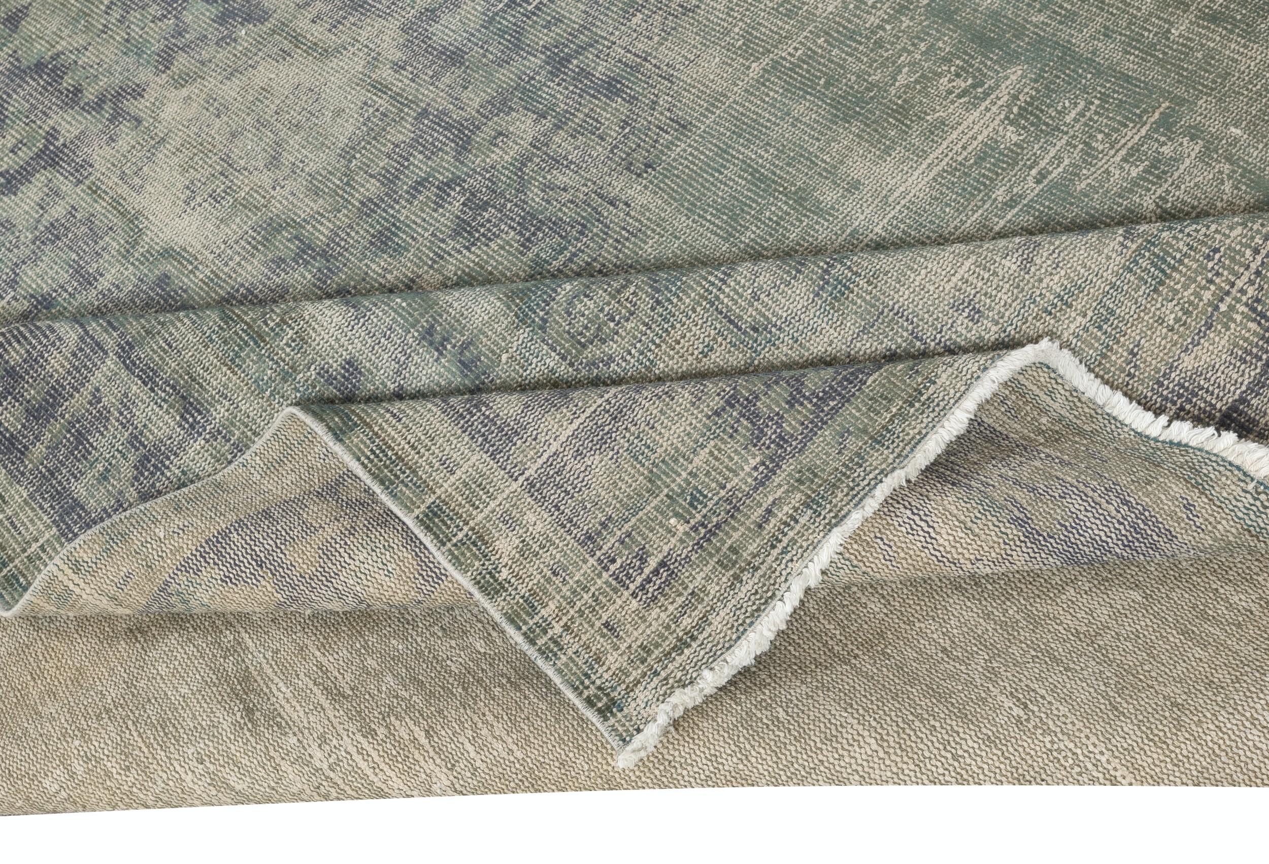 Alfombra de lana turca azul hecha a mano, alfombra moderna para el salón Moderno en venta
