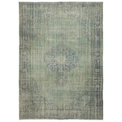 7.4x10.5 Ft handgefertigte blaue Farbe türkische Wolle Bereich Teppich, Modern Living Room Carpet
