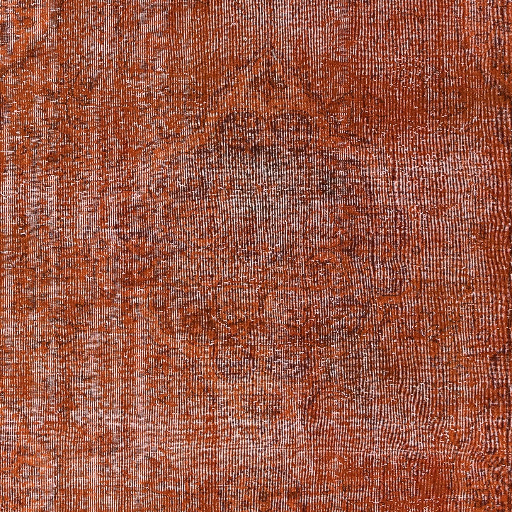 Tessuto a mano Tappeto vintage in lana turca annodato a mano 7,4x10,5 Ft, tappeto tinto in arancione in vendita