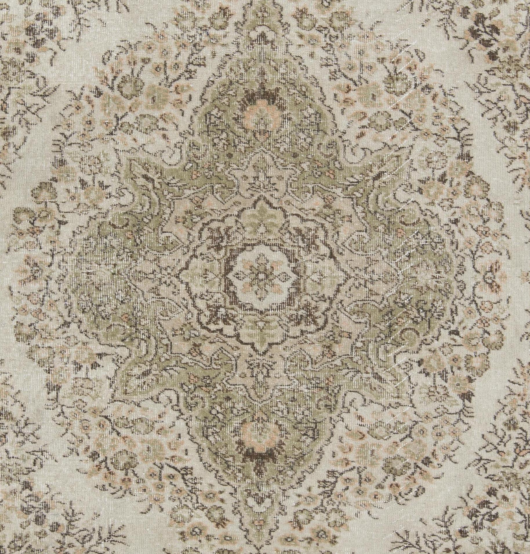 20th Century 7.4x10.6 Ft Hand-Knotted Anatolian Rug in Neutral Colors, Vintage Oushak Carpet For Sale