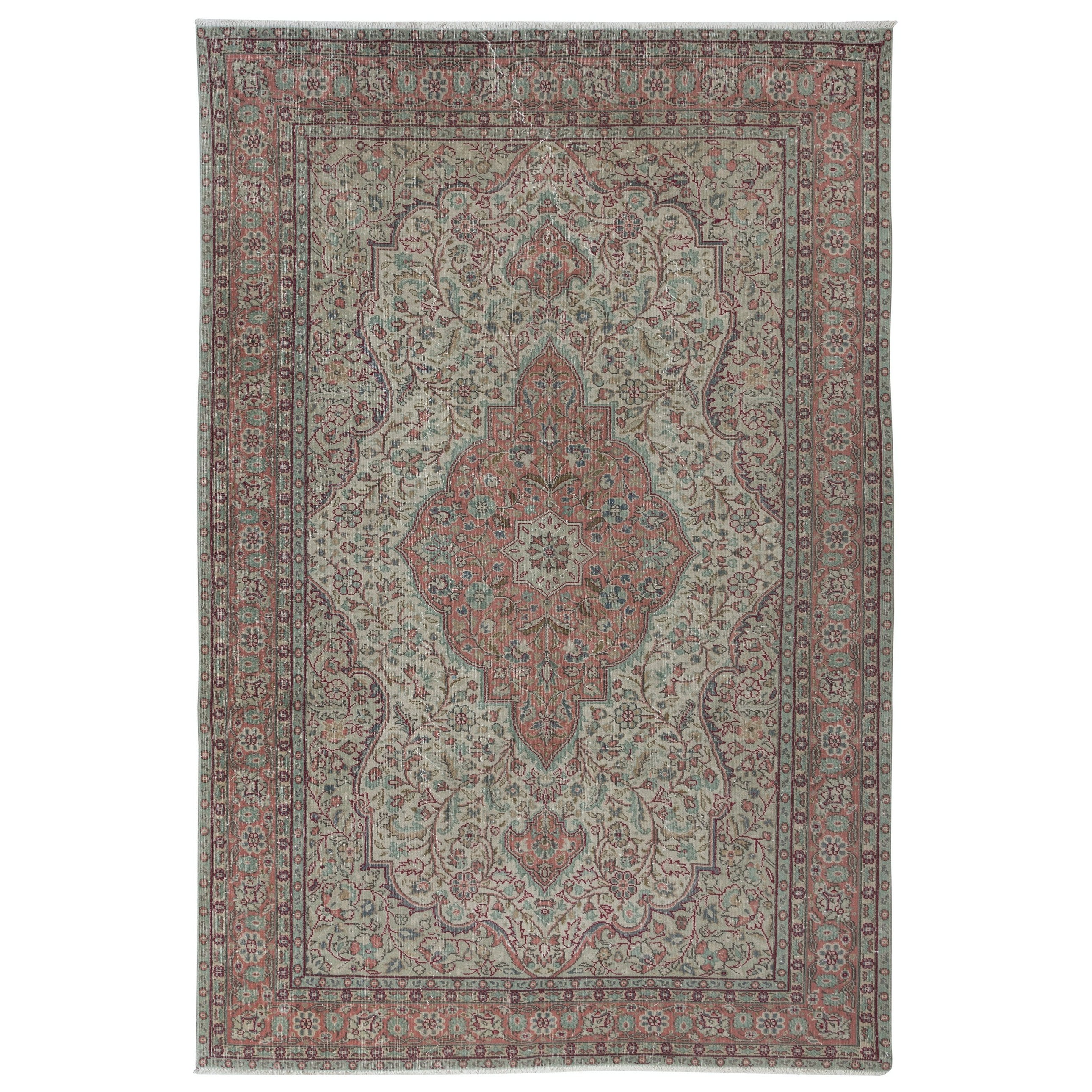 7,4x10.7 Ft Einzigartiger Vintage Village-Teppich im türkischen Medaillon-Design, handgefertigt