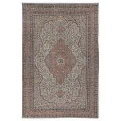 7,4x10.7 Ft Einzigartiger Vintage Village-Teppich im türkischen Medaillon-Design, handgefertigt