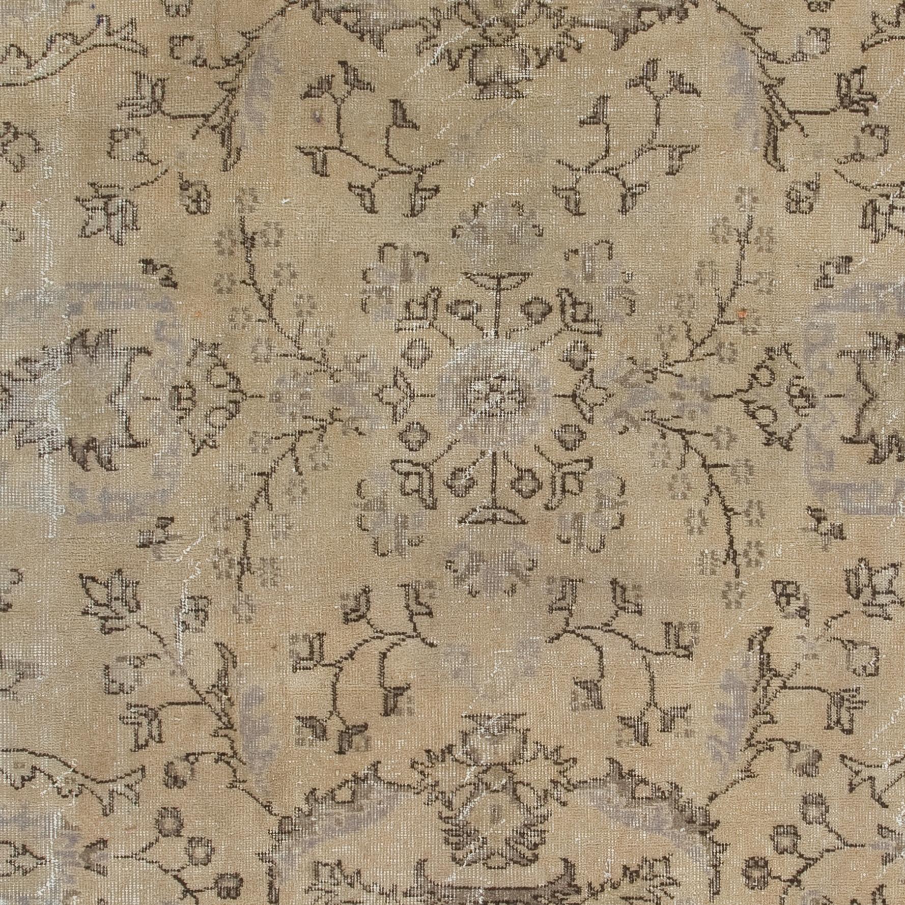 7.4x11 Ft Vintage Floral Hand Knotted Turkish Oushak Rug in Soft, Muted Colors In Good Condition For Sale In Spring Valley, NY
