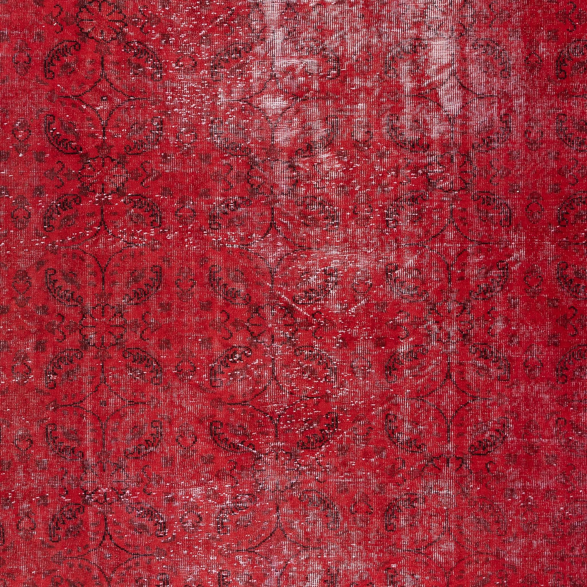 Turco Tappeto turco vintage fatto a mano 7,4x11 Ft tinto di rosso per casa e ufficio moderni in vendita