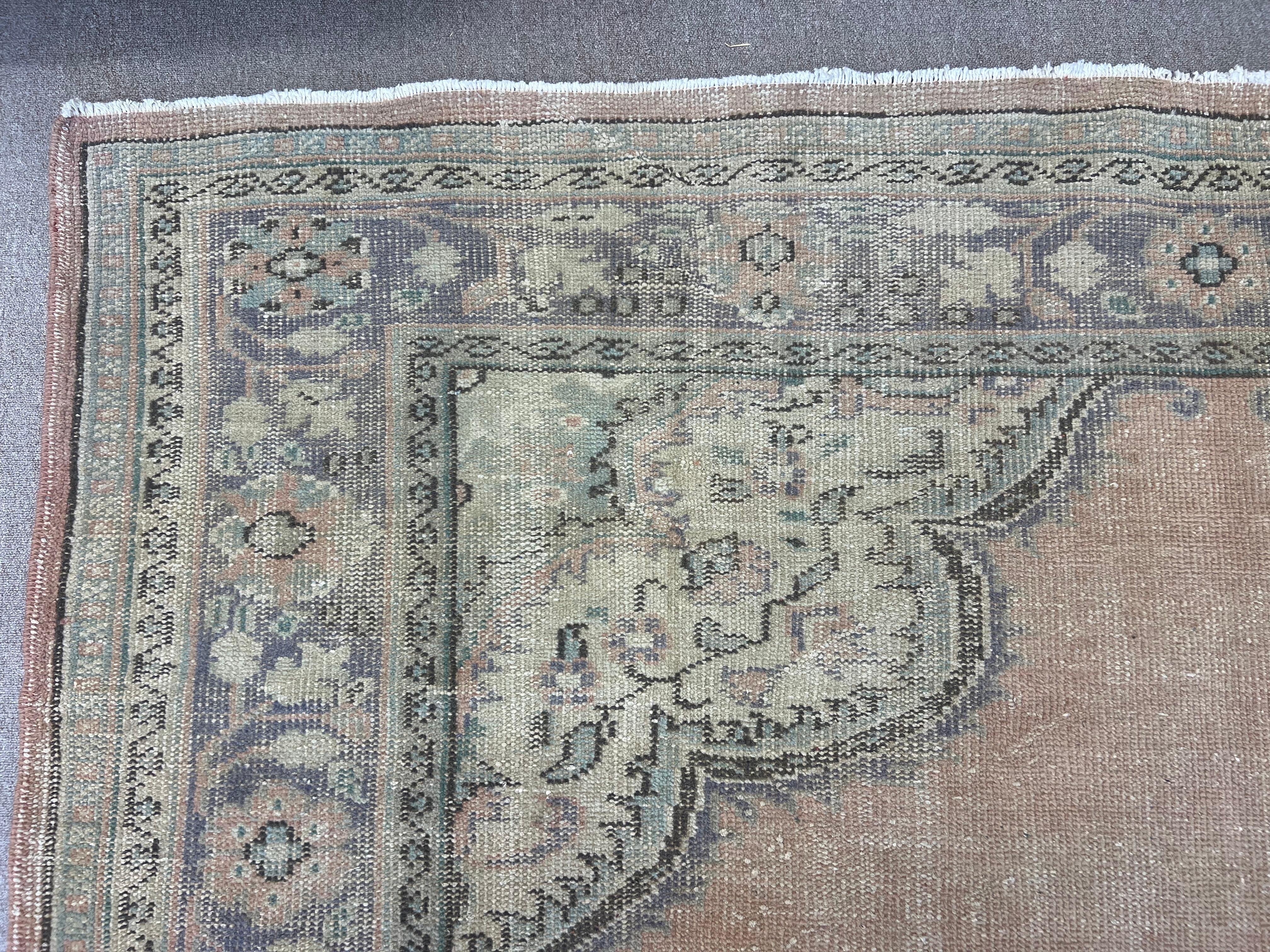 Tappeto Anatolian Oushak di metà secolo, 7.4x12 Ft, Tappeto annodato a mano in lana in vendita 3