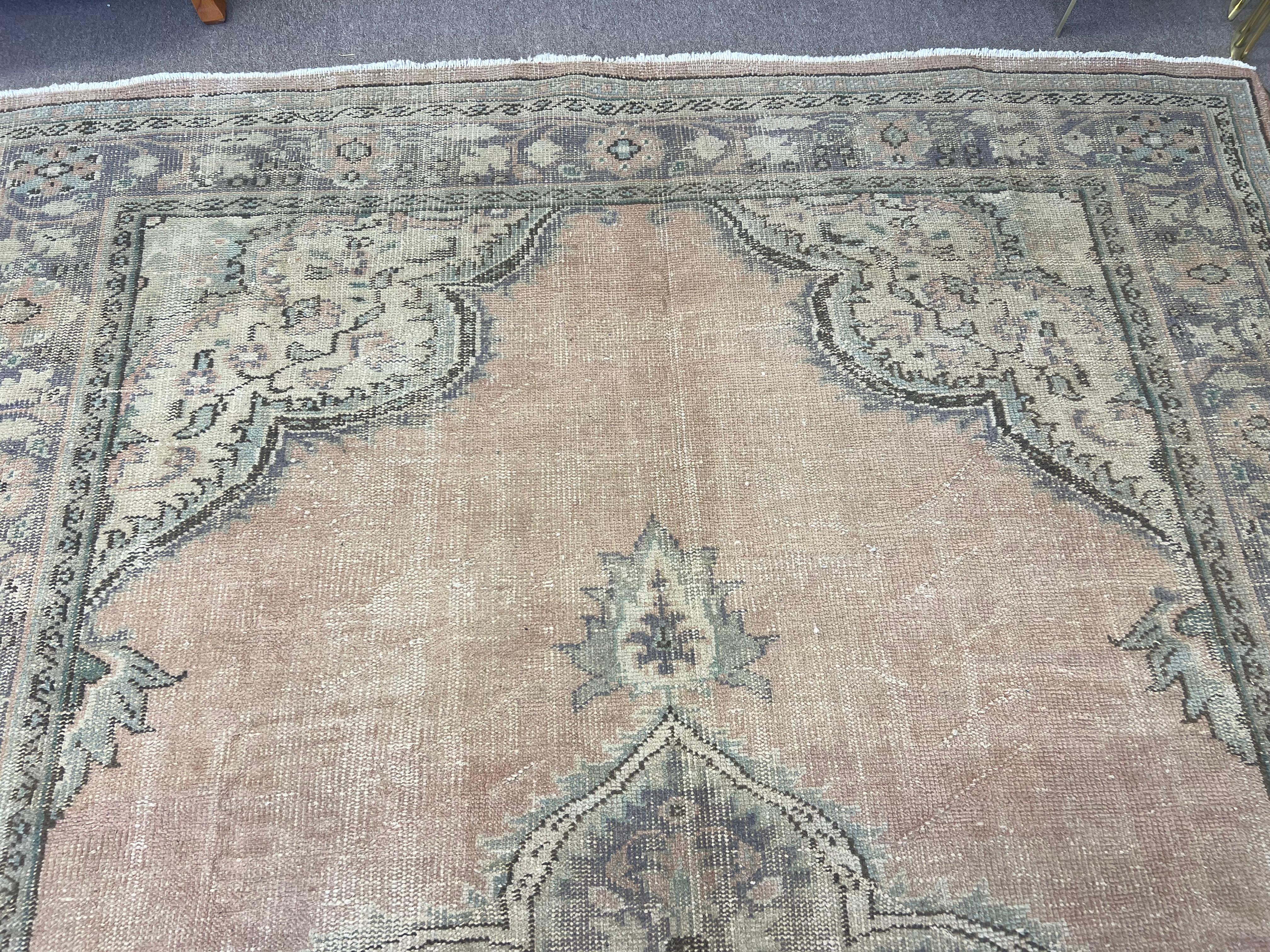 Tappeto Anatolian Oushak di metà secolo, 7.4x12 Ft, Tappeto annodato a mano in lana in vendita 4