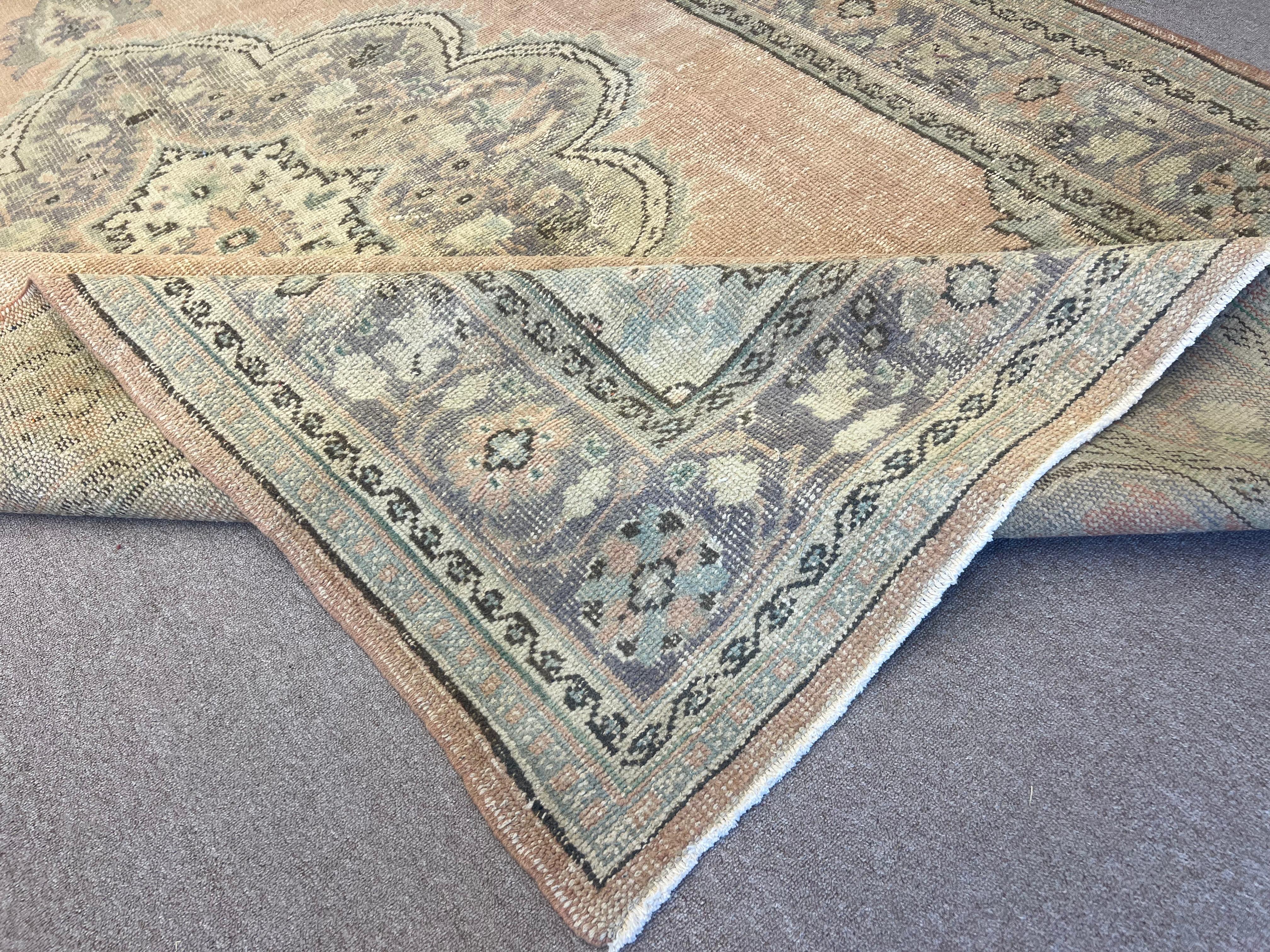 Tappeto Anatolian Oushak di metà secolo, 7.4x12 Ft, Tappeto annodato a mano in lana in vendita 6