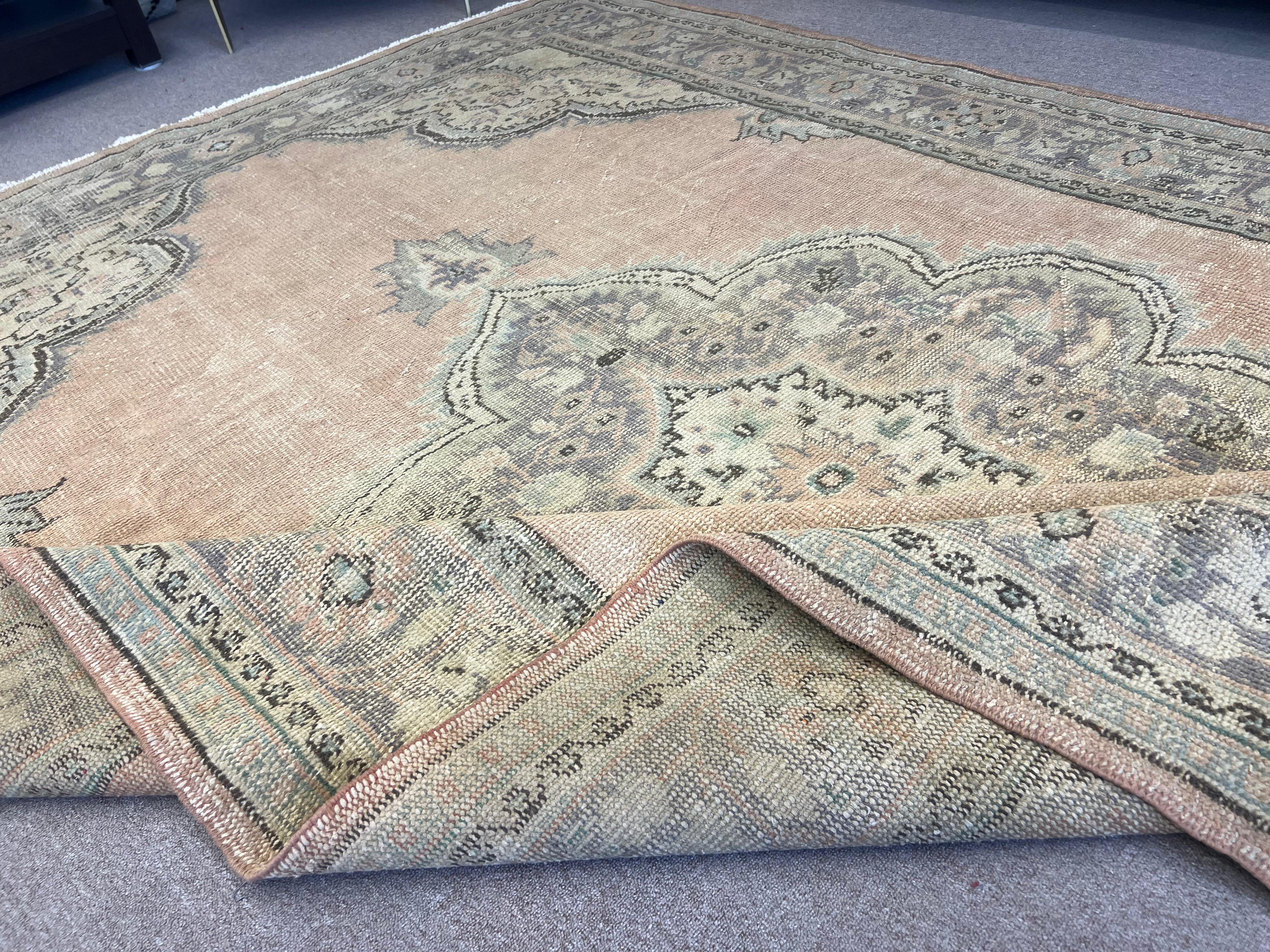 Tappeto Anatolian Oushak di metà secolo, 7.4x12 Ft, Tappeto annodato a mano in lana in vendita 7