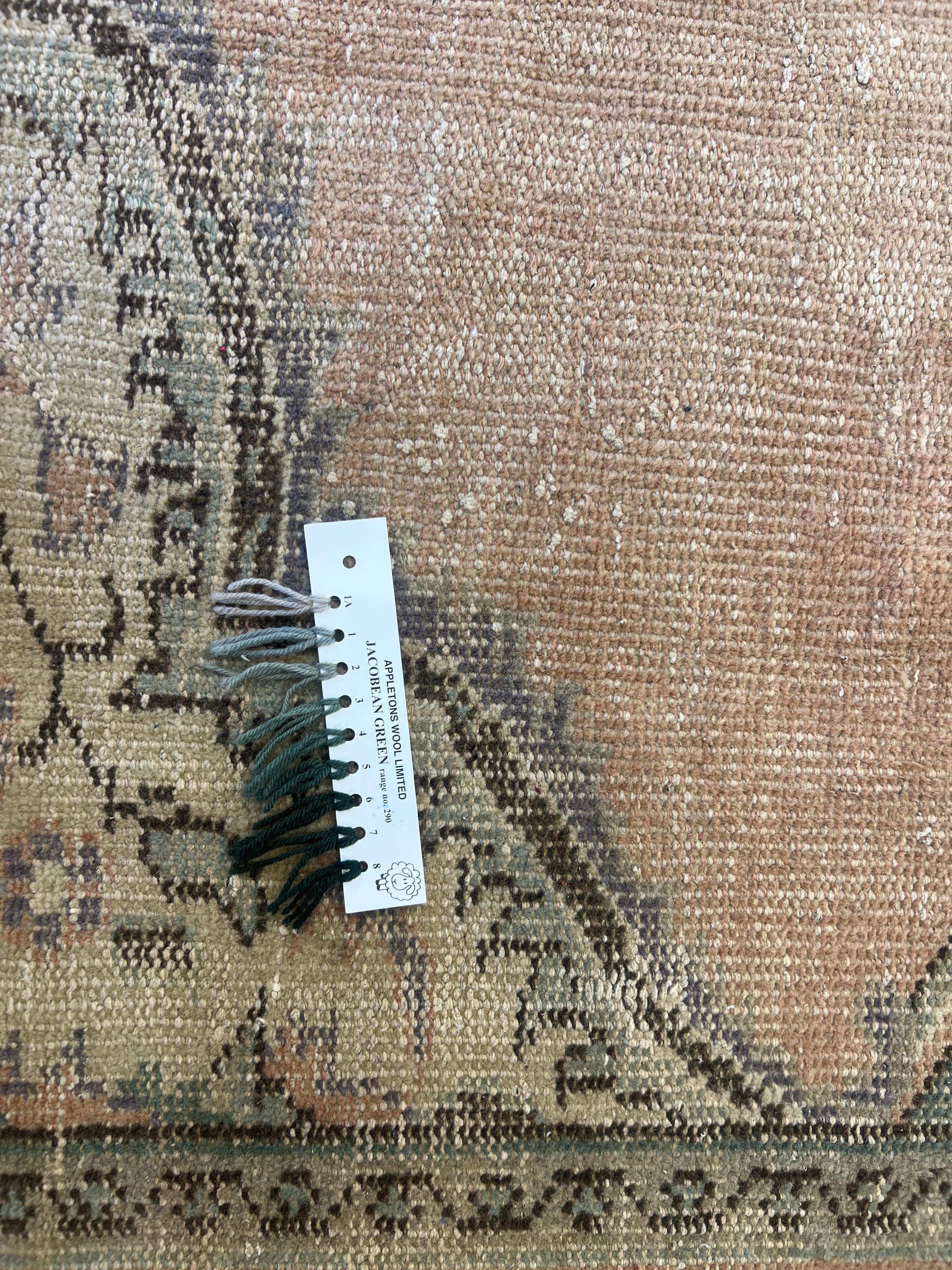 Tappeto Anatolian Oushak di metà secolo, 7.4x12 Ft, Tappeto annodato a mano in lana in vendita 13