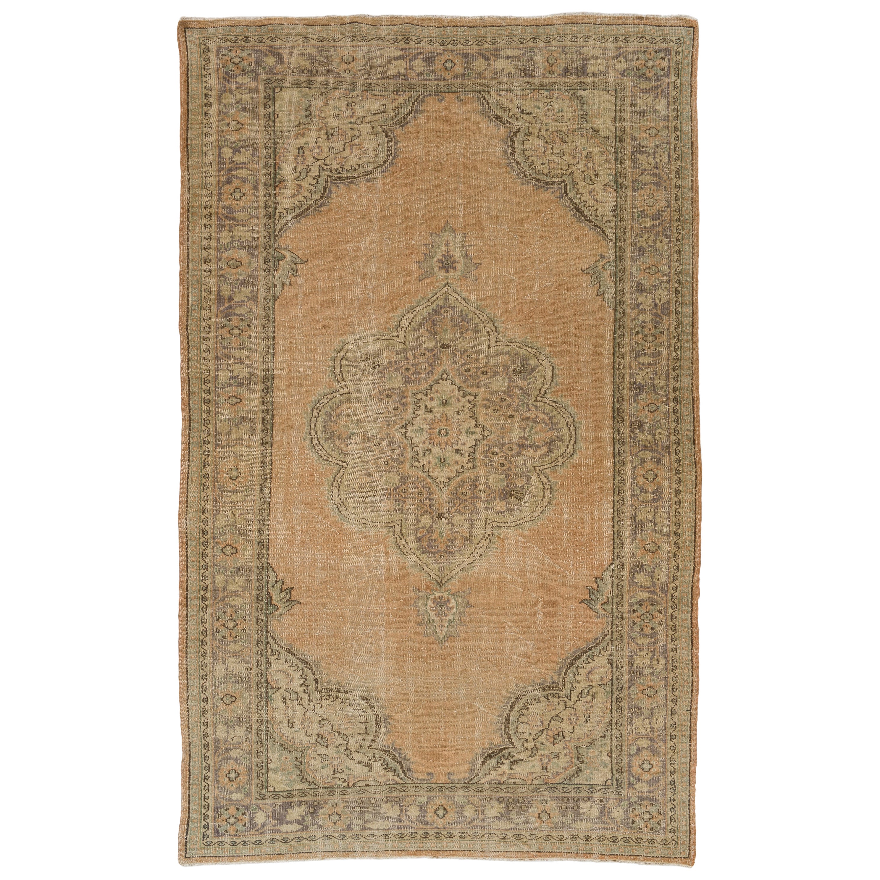 7.4x12 Ft Mid-Century Anatolian Oushak Area Rug, Wolle Hand-Knüpfteppich