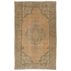 7.4x12 Ft Mid-Century Anatolian Oushak Area Rug, Wolle Hand-Knüpfteppich