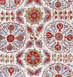 7.4x9.3 Ft Embroidered Silk Large Bedpread, Suzani Wall Hanging, New Tablecloth