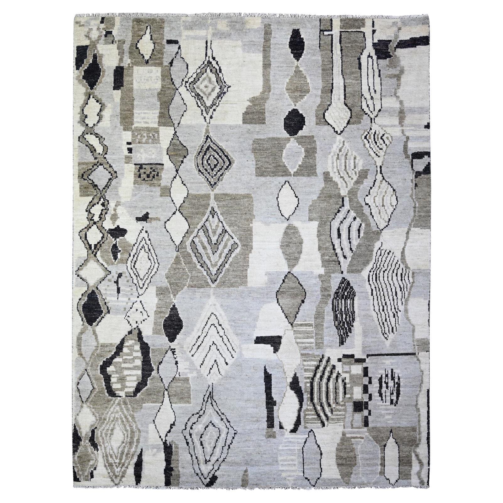 7
4 "x9
6" Avorio, Lana, Tappeto berbero marocchino Beni Ourain annodato a mano