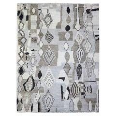 7
4 "x9
6" Avorio, Lana, Tappeto berbero marocchino Beni Ourain annodato a mano