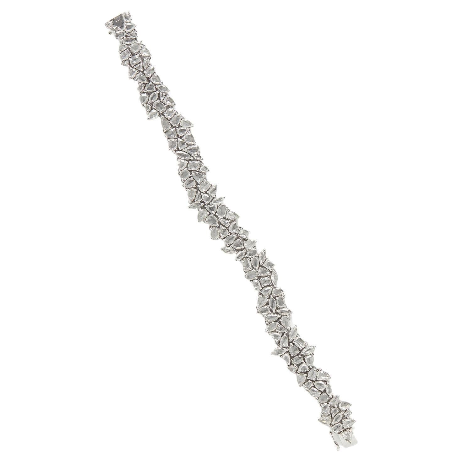 Bracelet fantaisie en or 18 carats avec magnifiques diamants taille rose de 10 carats, 75 000 $ en vente